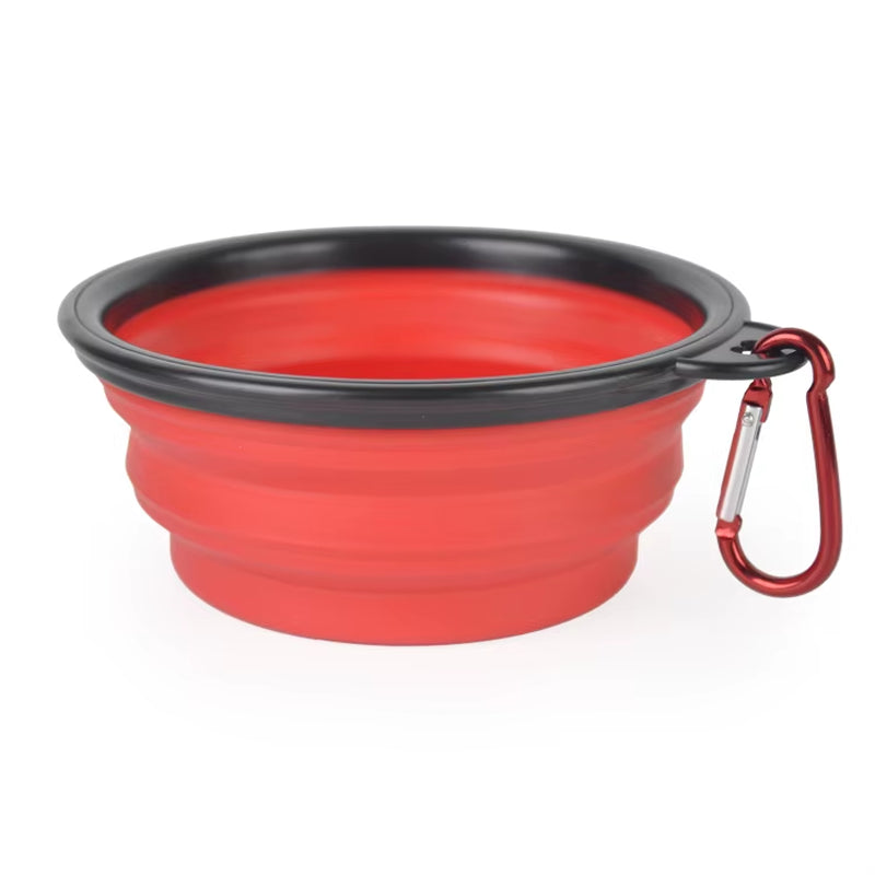 Stocked Hot Selling Silicone Dog Bowl with Carabiner Food Grade Foldable Expandable Portable Travel Bowl