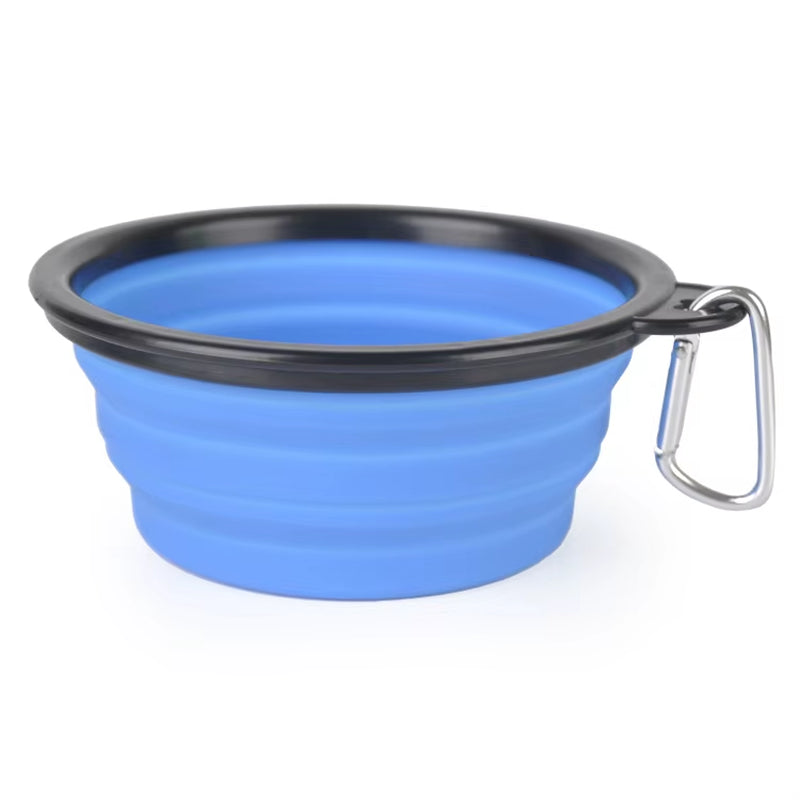 Stocked Hot Selling Silicone Dog Bowl with Carabiner Food Grade Foldable Expandable Portable Travel Bowl