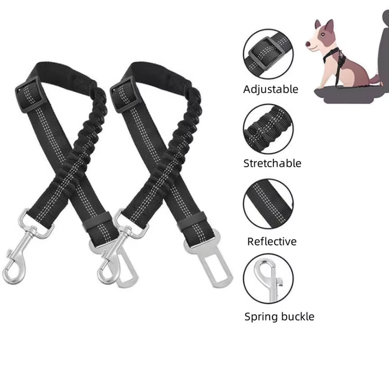 Dog Car Safety Belt Reflective Webbing Safety Rope Elastic Telescopic Dog Car Seat Belt