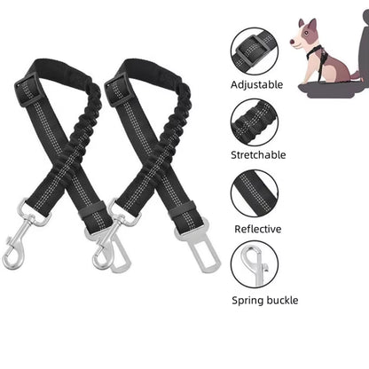 Dog Car Safety Belt Reflective Webbing Safety Rope Elastic Telescopic Dog Car Seat Belt