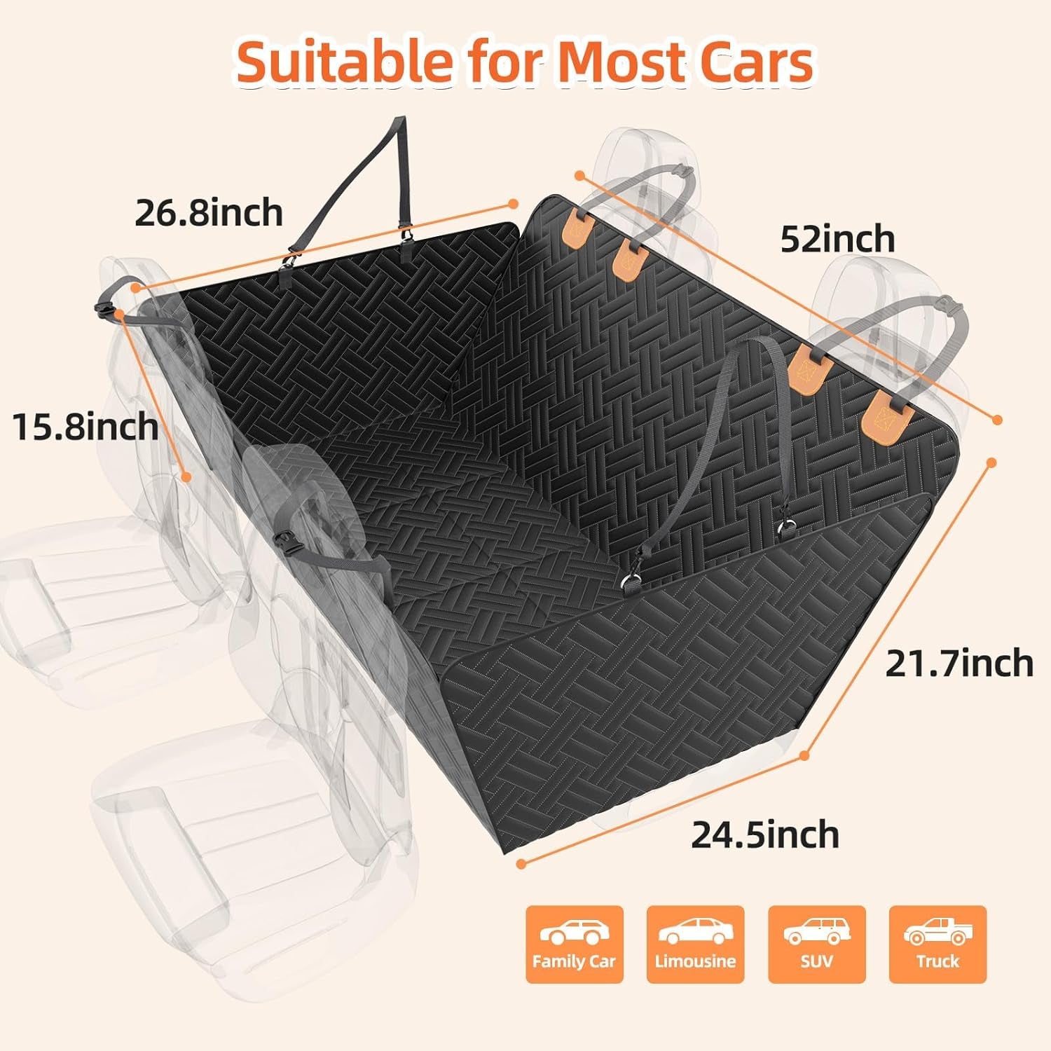 Back Seat Extender for Dogs,Hard Bottom Car Seat Cover for Dogs